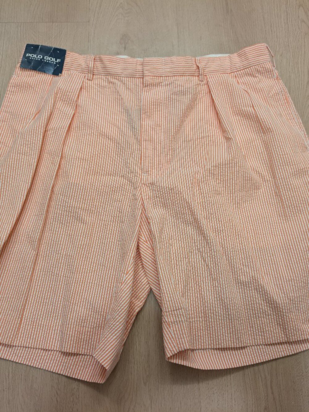 Ralph Lauren Polo Golf Pink White Striped Seersucker Chino Shorts Mens 38 NWT